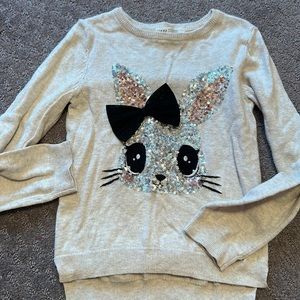 HM girls bunny sweater Easter sz 4-6 EUC sequins bow